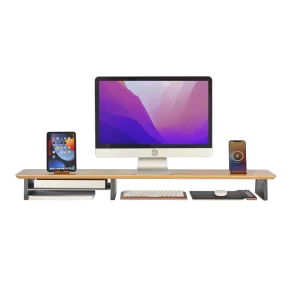 Modern High End Premium Monitor Stand Riser Multi Functional Wooden Table Display Home Office Desk Multi Device Compatible