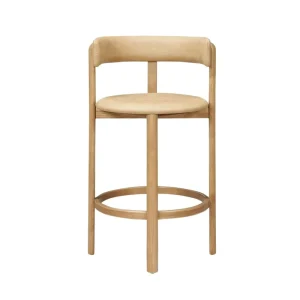 Modern High End Wooden Wavy Barstools Counter Height Oak Farmhouse Chic Height Barrel Barstool Wood Ergonomic Bar Stool for Bar