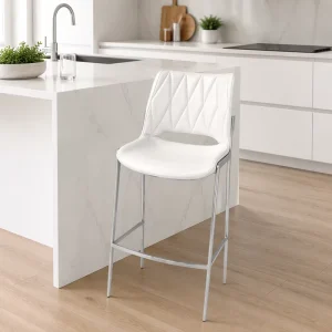 Modern High Pub Stool Upholstered Bar Stool Curved Back Bar Stool Ergonomic Bar Stool Counter Stool for Bistro and Bar