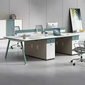Modern High Quality Cluster Six Seat Office Workspace Furniture Workstation Desk With Side Storage