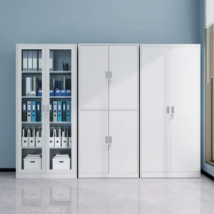 Modern High Quality Cold Rolled Steel Tempered Glass Doors 4 Adjustable Shelves Lockable Anti scratch Coating Filing Cabinet