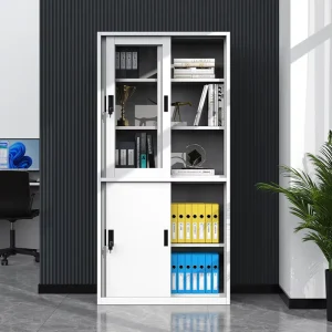 Modern High Quality Four Door Steel Filing Cabinet with Glass Sliding Door Office Household Furniture for School Commercial Use