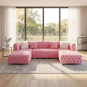 Modern High Quality L Shape Corner Recliner Sofa Set Velvet Fabric Power Recliner Sofa Tufted Villa Home Furniture