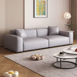 Modern High Quality Leather Sofa Set Minimalist Design Comfortable Sponge Filled Apartment Hospital Villa Hotel Living