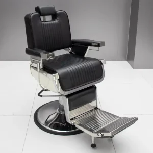 Modern High Quality Luxury Leather Black Beauty Hair Portable Barber Shop Metal Salon Barber Chair Barber Chair Waiting Chairs
