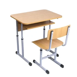 Modern High School Adjustable Desk and Chair Set with Durable Wood Table Top Comfortable Design for Classroom Use