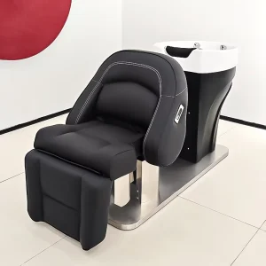 Modern High end Electric Lift Salon Shampoo Chair Ceramic Basin Adjustable Footrest High Density Sponge for Barbershop