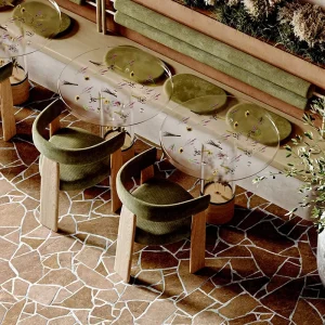 Modern High end Glass Velvet Wood Cafe Sofa Restaurant Furniture Table Chair Set Booth Seating Set for Coffee Shop Hospitality