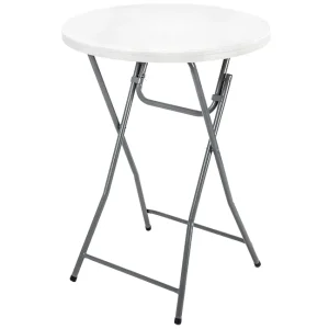 Modern High leg Iron Leg Tube Folding Table Outdoor Plastic Round High top Bar Table Kitchen Catering Rental Picnic Cocktail
