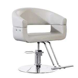 Modern Hollow Design Hair Salon Styling Chair Hydraulic Height Adjustable Rotatable Barber Cutting Chair with Chrome Round Base