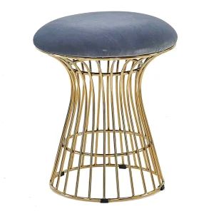 Modern Home Bar Furniture Short Leather Cushion Golden Metal Frame Round Bar Stool Chair