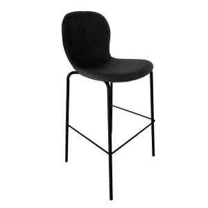 Modern Home Bar Hotel Use Durable Eco Friendly Metal Frame Linen Upholstered Comfortable High Bar Stool Chair