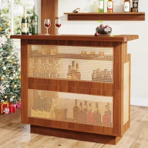 Modern Home Bar Unit 4 Tier Liquor Table Mini Bar Wine Racks Glass Holder MDF Iron Construction for Home Kitchen Pub