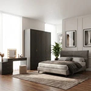 Modern Home Bedroom Furniture Set Luxury Wardrobe King Size Bed Complete Bedroom Set for Hotel Apartment Villa