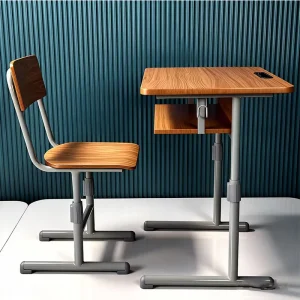 Modern Home & Classroom Adjustable Height Steel MDF School Desk and Chair Set for Training and Study