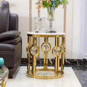 Modern Home Furniture Living Room Sets Luxury Marble Coffee Tables & Metal End Tables Stylish Side Tables for Hotels