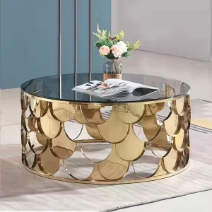 Modern Home Furniture Marble Tea & TV Table Stainless Steel Coffee Table Glass Living Room Dining Villa Outdoor Kitchen Gym Use