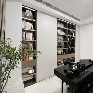 Modern Home Library Bookcase Wall Storage Particle Cabinets Bedside Integrated Wardrobe Bookcase for Bedroom