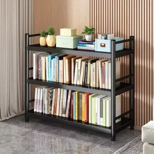 Modern Home Library Steel Bookshelf Living Room Study Floor Standing Storage Rack Children’s Picture Book Rack Iron Bookcase