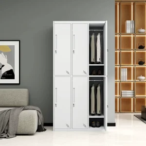 Modern Home Office Apartment Bedroom Steel Wardrobe Cabinet with Lockable Compartments Durable Metal Storage
