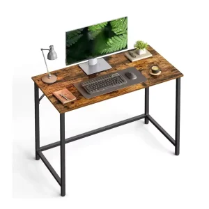 Modern Home Office Desk Table for Small Spaces Industrial Style Metal Frame Rustic Brown Black Gaming Computer Desk