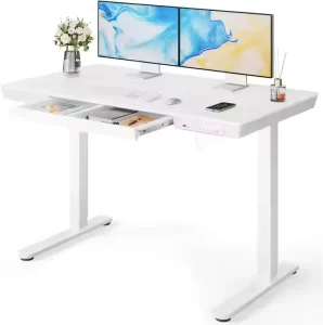 Modern Home Office Desk with Adjustable Height Hollow Drawers Black Wooden Panel in Stainless Steel Material