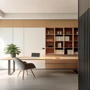Modern Home Office Desk with Shelves Custom Computer Workstation Ergonomic Study Table and Bookcase