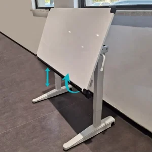 Modern Home Office Mobile Pneumatic Height Adjustable Standing Desk Frame Lift Desk Flip Top Drafting Work Desk Metal Material