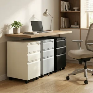 Modern Home Office Steel Mobile Pedestal File Cabinet Desk Organization Rolling Storage System