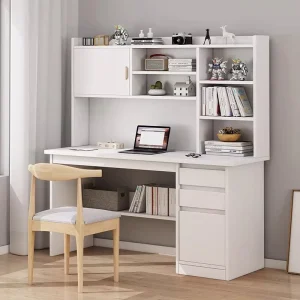 Modern Home Office Table with Drawers Large Desktop Pc Computer Desk With Bookshelf