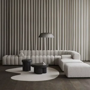 Modern Home Office Villa Apartment Living Room Furniture Sofa Ottoman Sectional White Boucle Fabric Couch Modular Corner Sofa