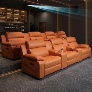 Modern Home Theater Sofa Chair Set Genuine Leather Electric Combination for Private VIP Audio Visual Room