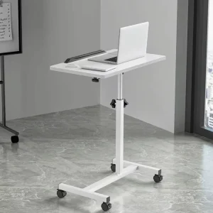 Modern Hospital Foldable Wooden Overbed Table with Height Adjustment Patient Dining and Laptop Cart
