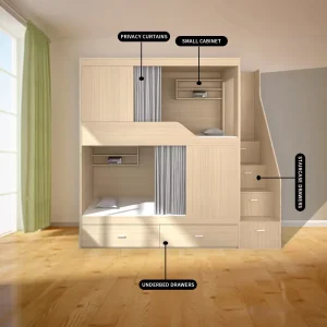 Modern Hotel Apartment Capsule Adult Dormitory Double Bunk Beds Loft Bed with Stairs