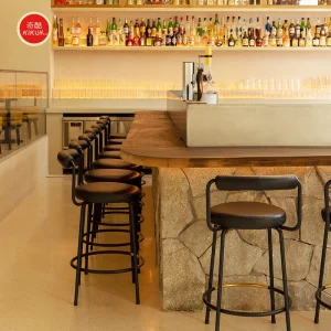 Modern Hotel Bar Set Solid Wood and Metal Frame Eco Friendly Commercial Dining Furniture for Restaurants and Cafes