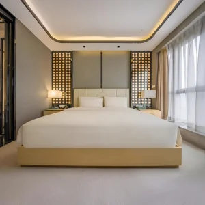 Modern Hotel Bedroom Furniture Set With Storage Drawers and Headboard Custom Made 5 Star Project Hotel Furniture