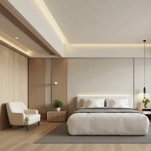 Modern Hotel Bedroom Sets with Soft Upholstery Melamine Material for Hotels Dormitories Apartments and Guest Rooms Full Set