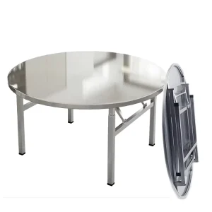 Modern Hotel Furniture Folding Round Dining Table Outdoor Barbecue Banquet Home Table Rental Room Stainless Steel Dinner Tables