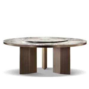 Modern Hotel Furniture Round Dining Table Set Marble Glass Stainless Steel Wooden Dining Table for Restaurant