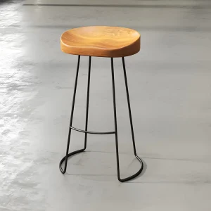 Modern Hotel Metal Bar Chair Counter Stool Cafe Terraces Solid Wood Dining Furniture High Stools