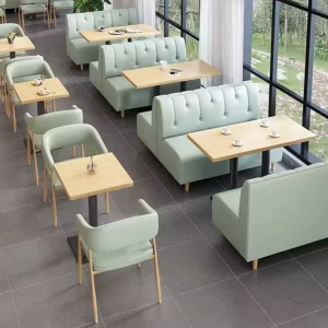 Modern Hotel Restaurant Booth Seating Sofa Sets Wooden Metal Cafe Table and Chairs Restaurant Furniture