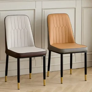 Modern Hotel Restaurant Dining Chairs Nordic Metal Leather Design Minimalist Style for Luxury Spaces
