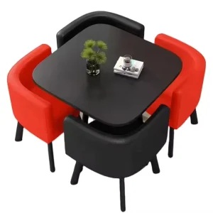 Modern Hotel Restaurant Meeting Room Furniture OEM Colors Wooden Metal Iron Square Dining Set Table and Chairs