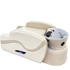Modern Hotel Salon Shampoo Chair with Massage Head and Ceramic Basin Commercial Use