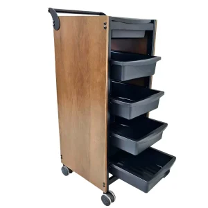 Modern Hotel Salon Trolley with Durable Wood Construction and ABS Tiers Easy Moving Commercial Furniture