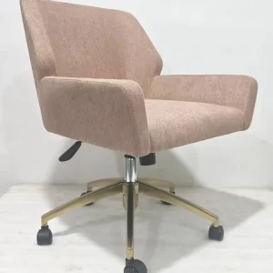 Modern Hotel Upholstered Swivel Task Chair with Gold Base Ergonomic Hotel Office Desk Chair for Guest Room Commercial Project