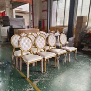Modern Hotel White Restaurant Chair Round Back Golden Wedding Chairs Industrial Restaurant Dining Room Chair
