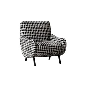 Modern Houndstooth Accent Chair Upholstered Armchair with Metal Legs for Living Room