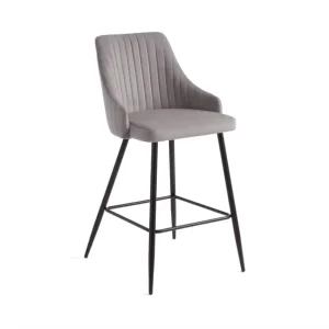 Modern Household High Bar Dining Stools Covered with Soft Velvet Fabric Ergonomic Bar Chairs Equipped with Home Kitchen Island