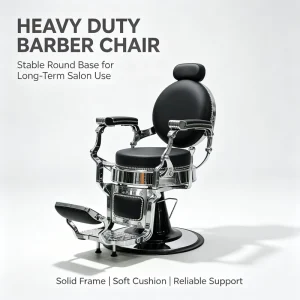 Modern Hydraulic Barber Chair Chrome Star Base with Footrest Salon Styling Chair PU Leather 360 Swivel Hairdressing Equipment